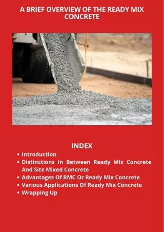 A Brief Overview Of The Ready Mix Concrete