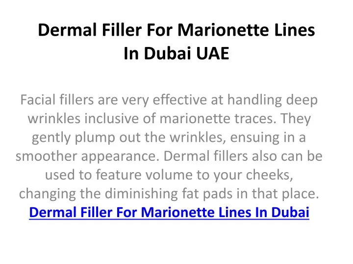 dermal filler for marionette lines in dubai uae