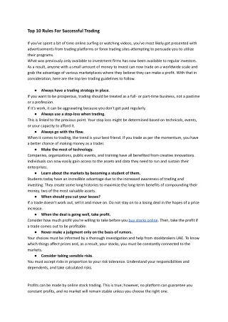top 10 rules for successful trading