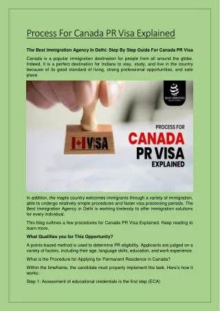 Process For Canada PR Visa Explained