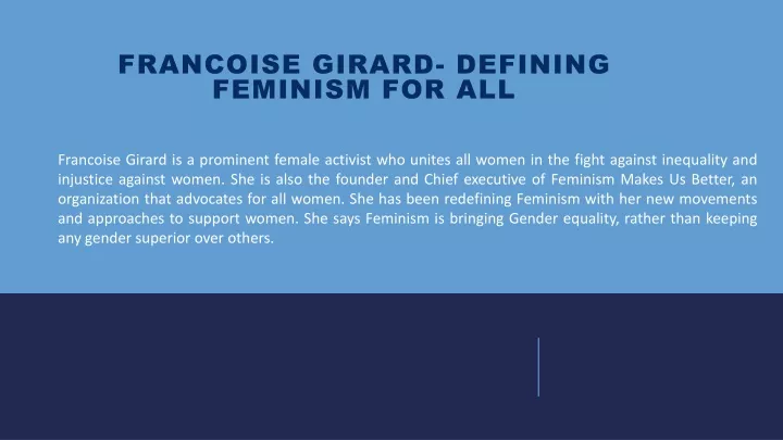 francoise girard defining feminism for all