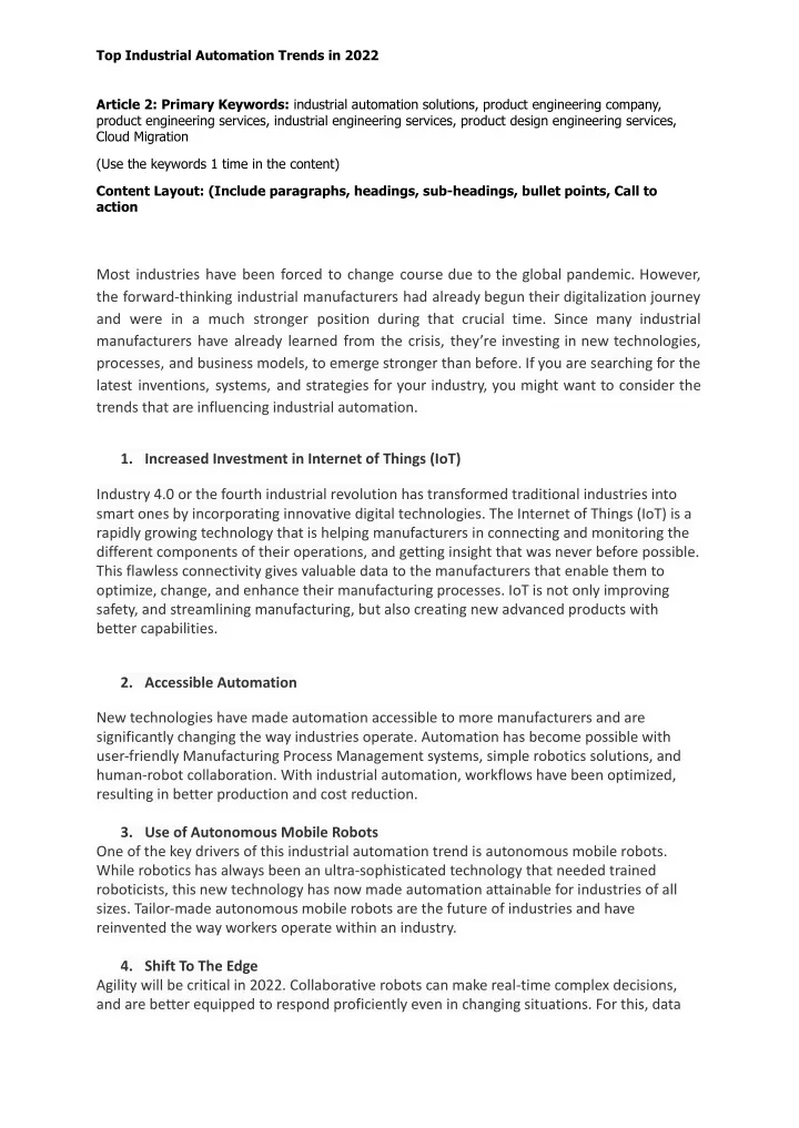 top industrial automation trends in 2022