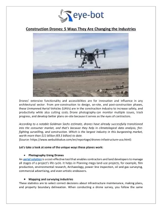 Construction Drones: 5 Ways They Are Changing the Industries