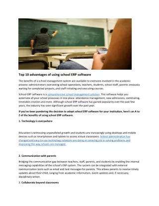 Top 10 advantages of using school ERP software