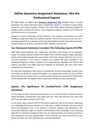 online geometry assignment assistance hire