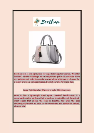 Large Tote Bags For Women In India | Beethan.com