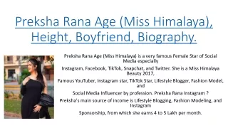 Preksha Rana Age (Miss Himalaya), Height
