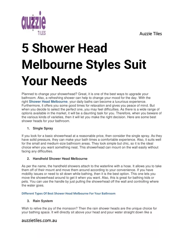 auzzie tiles 5 shower head melbourne styles suit