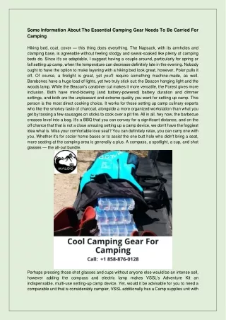 Some Information About The Essential Camping Gear Needs To Be Carried For Camping
