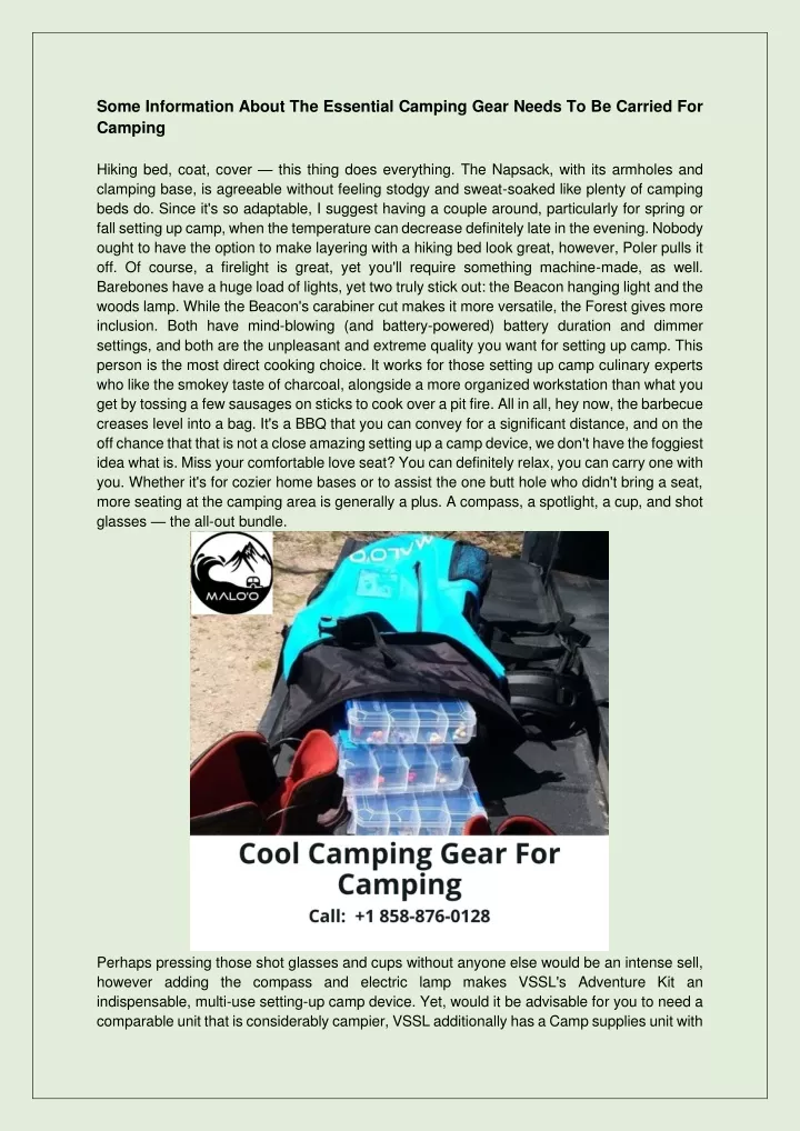 some information about the essential camping gear