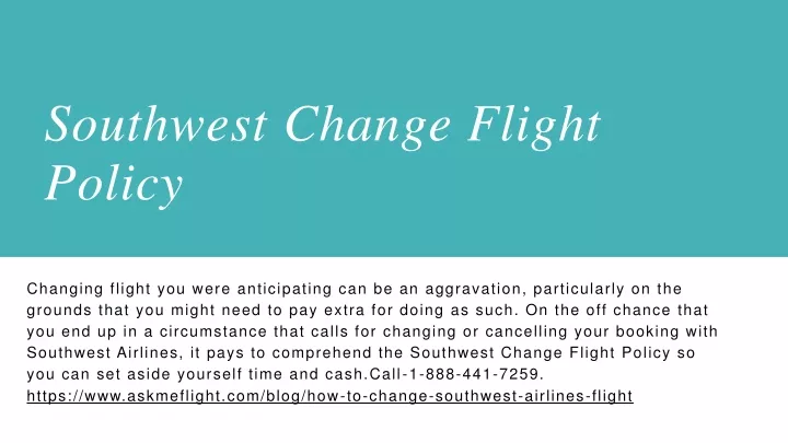 southwest change flight policy