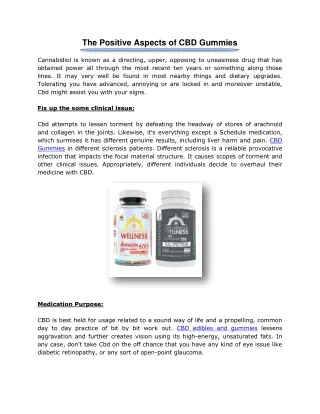 The Positive Aspects of CBD Gummies