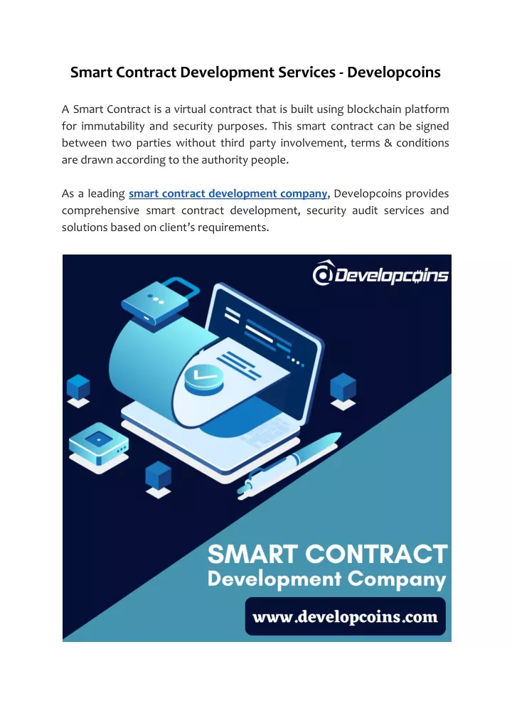 smart contract development services developcoins