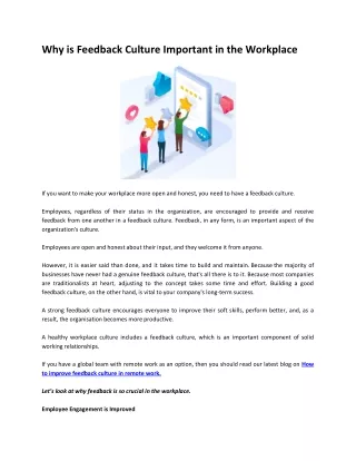 Why is Feedback Culture Important in the Workplace
