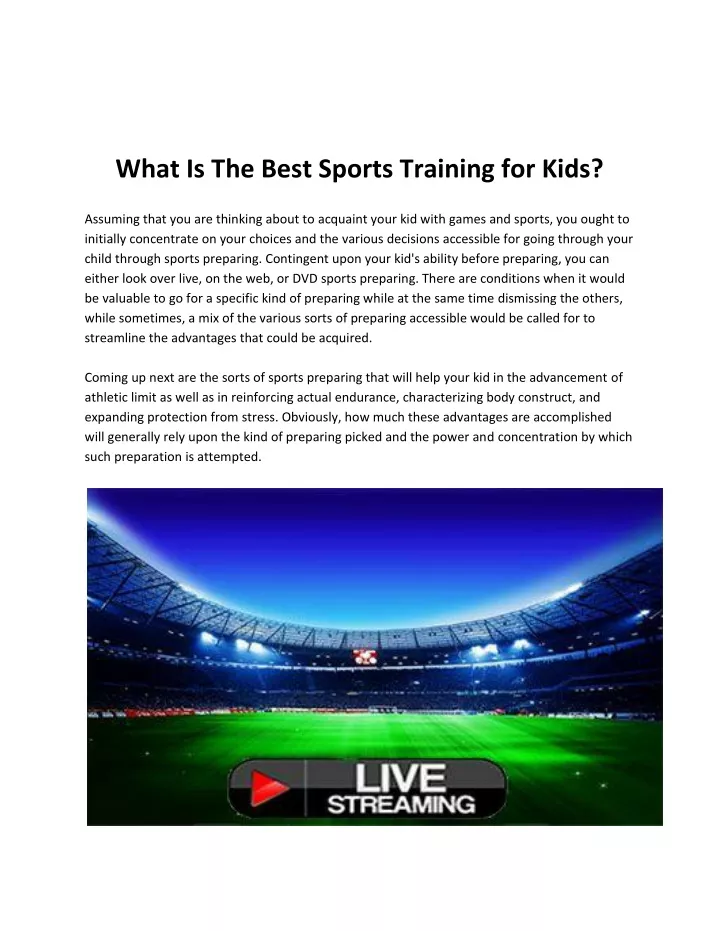 what is the best sports training for kids