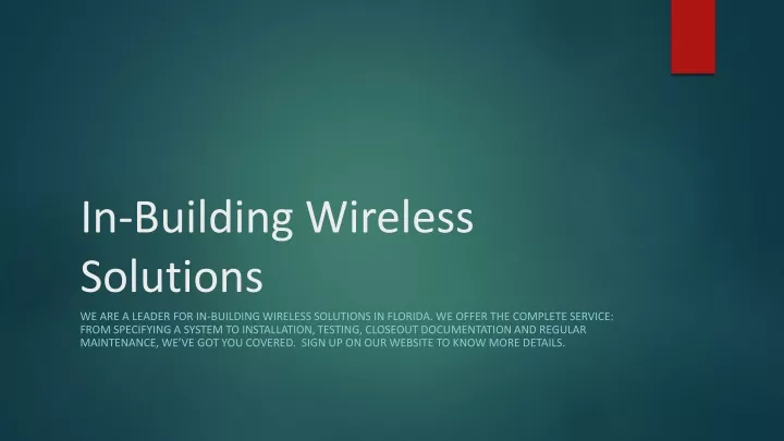 in building wireless solutions