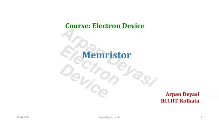 course electron device arpan deyasi