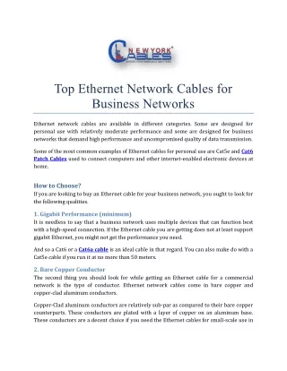 Top Ethernet Network Cables for Business Networks