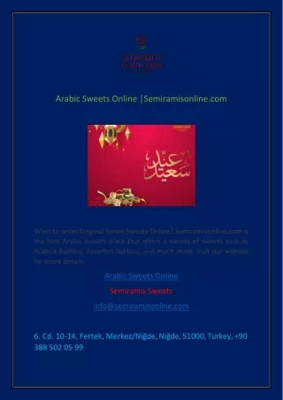 Arabic Sweets Online Semiramisonline