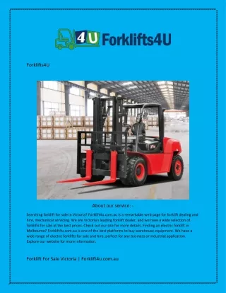 Forklift For Sale Victoria  Forklift4u.com