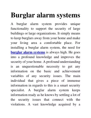 burglar alarm systems
