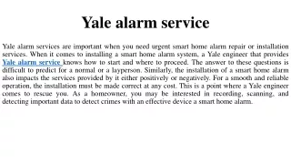 Yale alarm service