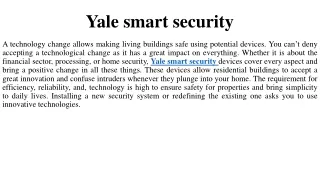 Yale smart security