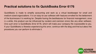 practical solutions to fix quickbooks error 6176
