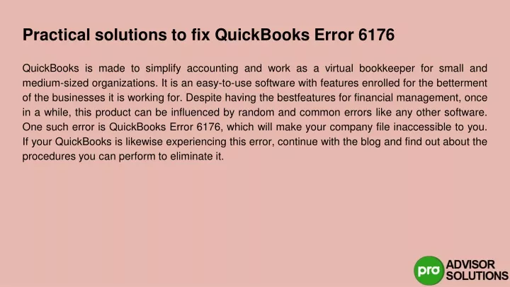 practical solutions to fix quickbooks error 6176