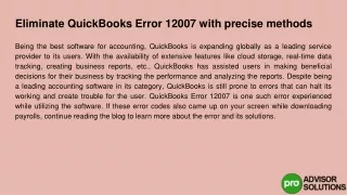 eliminate quickbooks error 12007 with precise methods
