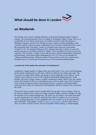 what should be done in london
