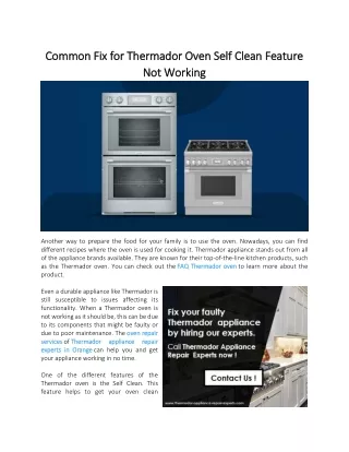 Common Fix for Thermador Oven Self Clean Feature Not Working