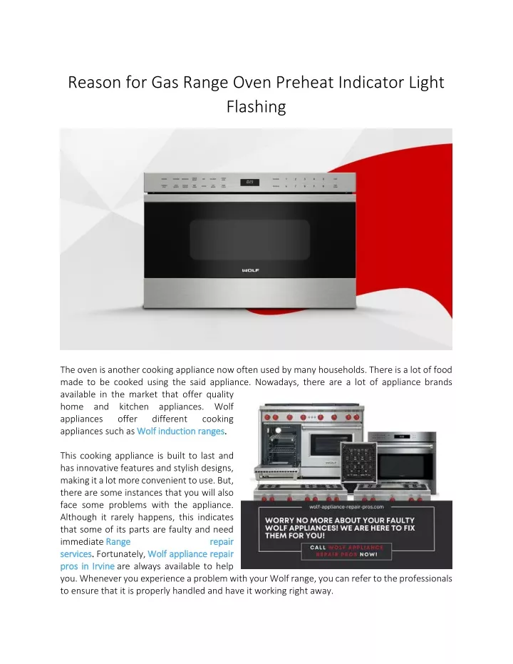 PPT - Reason for Gas Range Oven Preheat Indicator Light Flashing ...