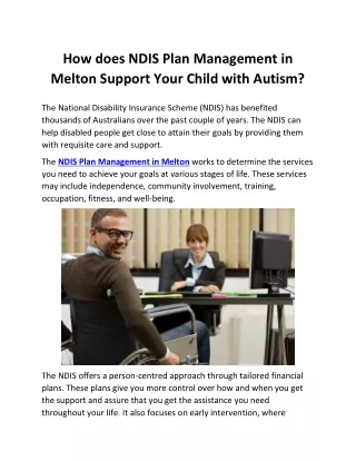 How does NDIS Plan Management in Melton Support Your Child with Autism?