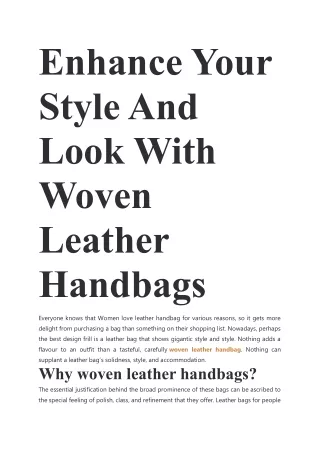 Enhance Your Style And Look With Woven Leather Handbags