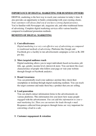 importance of digital marketing for business