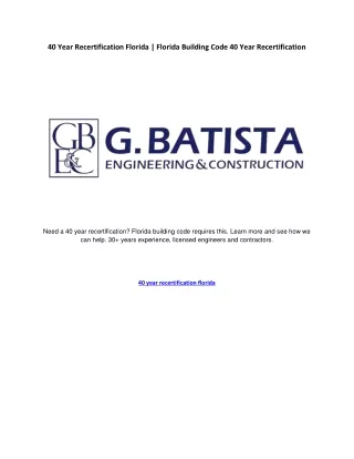 40 year recertification florida florida building