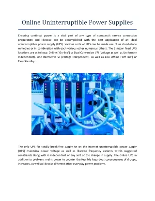 Online Uninterruptible Power Supplies