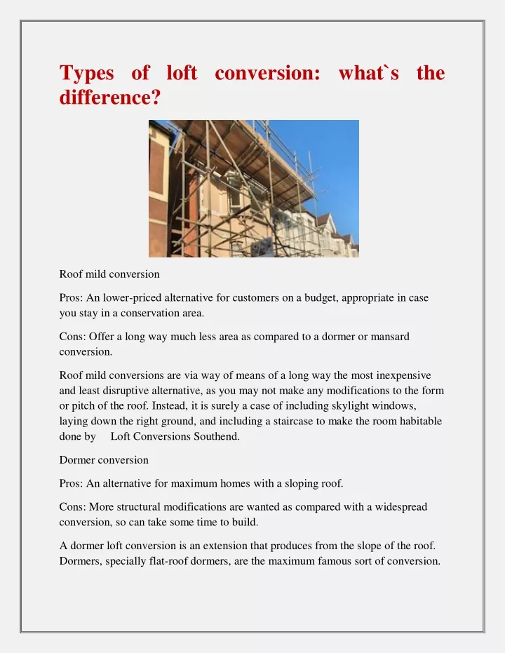 types of loft conversion what s the difference