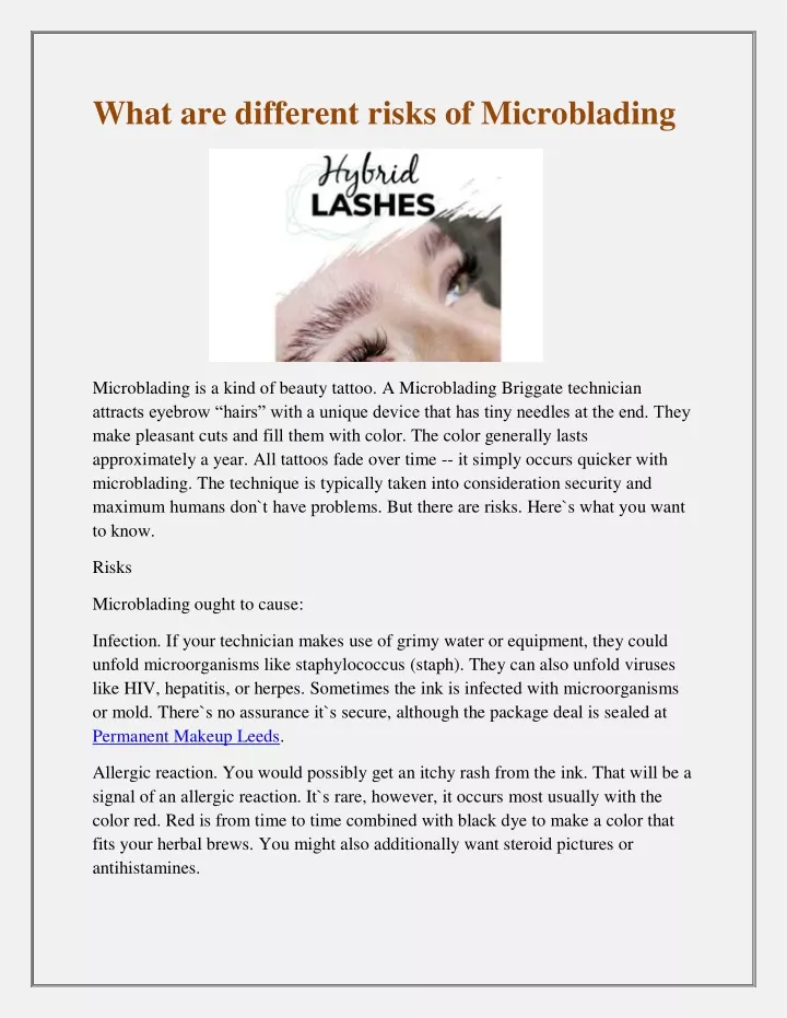 what are different risks of microblading