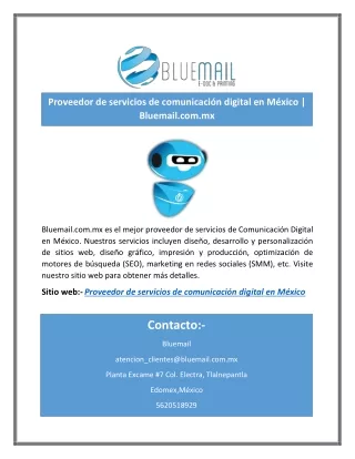 Proveedor de servicios de comunicación digital en México | Bluemail.com.mx