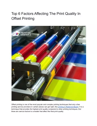 Top 6 Factors Affecting The Print Quality In Offset Printing