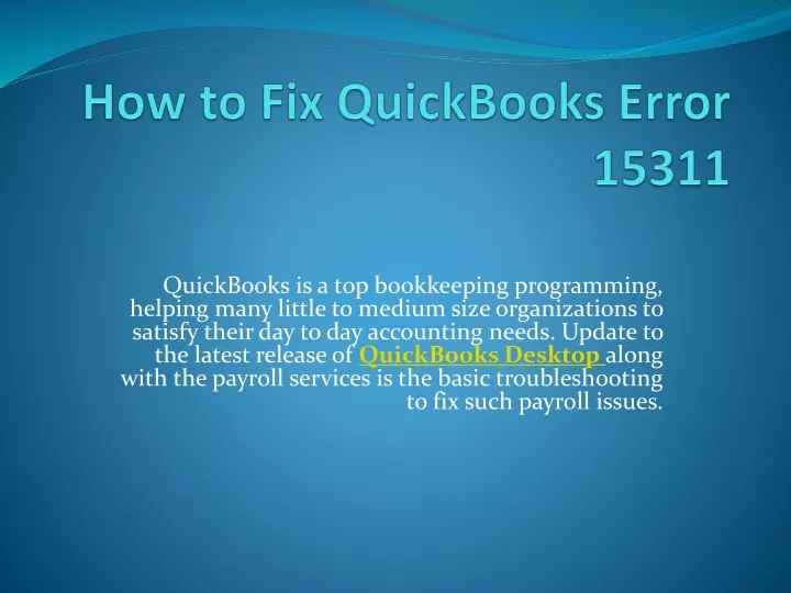 how to fix quickbooks error 15311