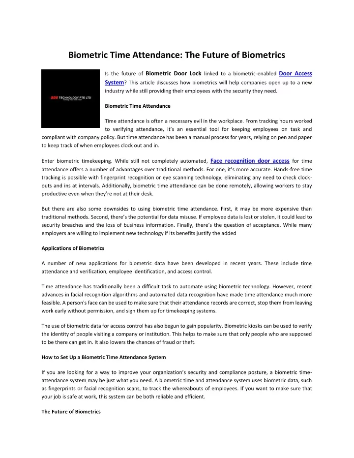 biometric time attendance the future of biometrics