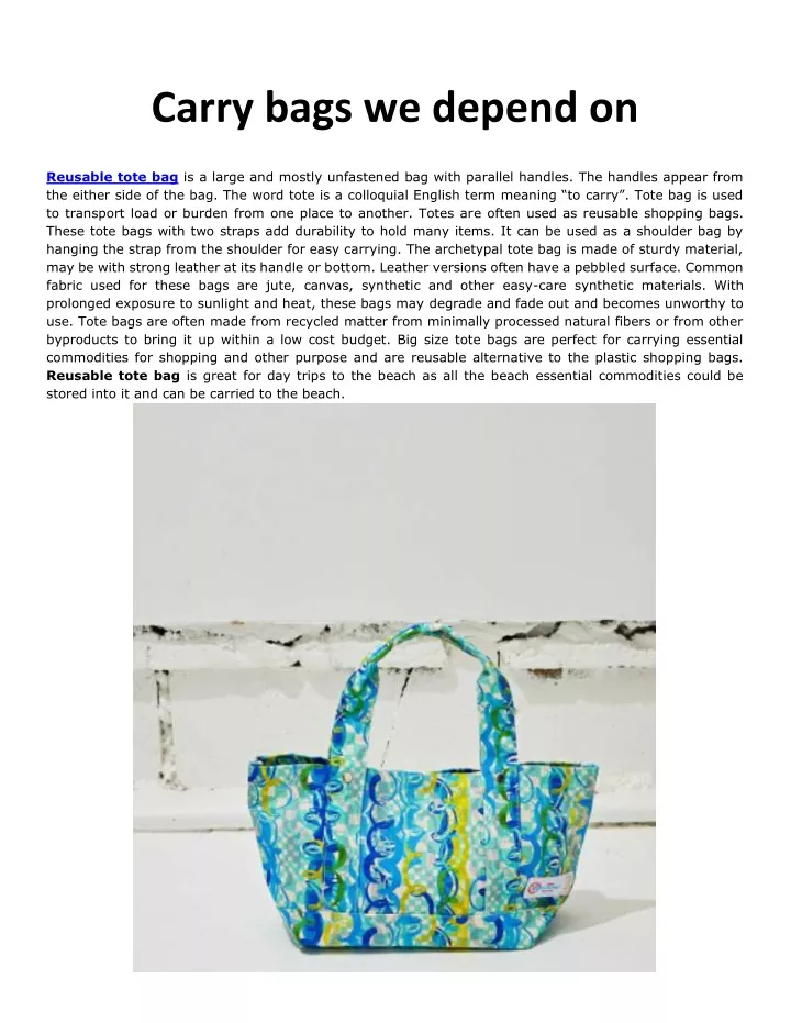 carry bags we depend on