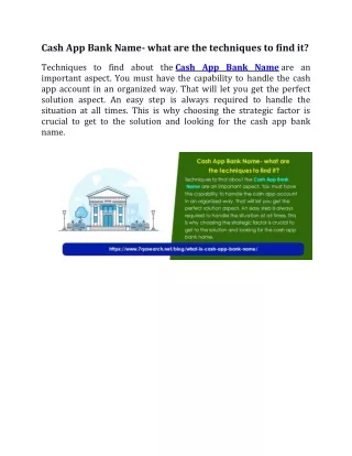 cash app bank name what are the techniques