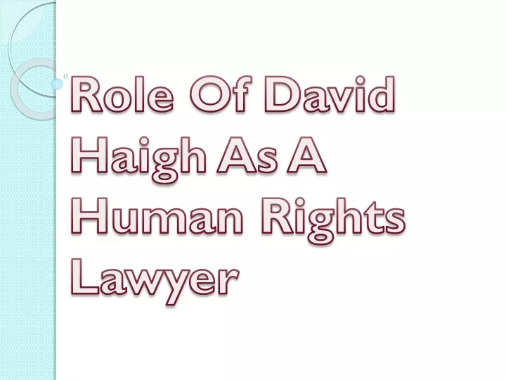role of david haigh as a human rights lawyer