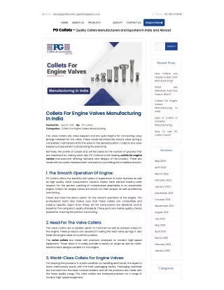 Collets For Engine Valves Manufacturing In India - PG Collets