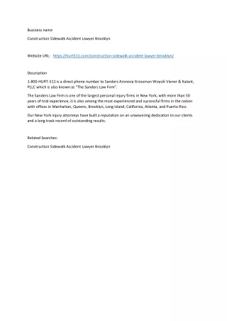 Construction Sidewalk Accident Lawyer Brooklyn
