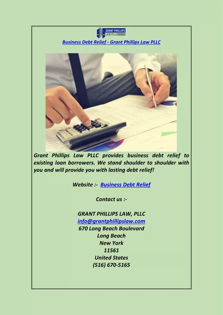 business debt relief grant phillips law pllc